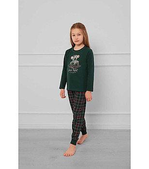 Детска памучна пижама в тъмнозелено Fogo снимка