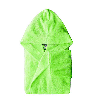 Памучен unisex халат с качулка в зелено S/M снимка