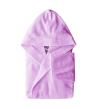 Памучен unisex халат с качулка в розово S/M снимка
