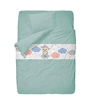 Детски спален комплект Dream LInen 3 части в цвят мента Овчица снимка