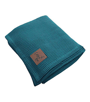 Памучно одеяло в синьо-зелено Cotton Bee 150/200 см снимка
