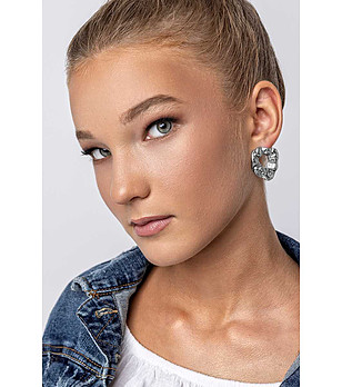 Сребристи дамски обеци с разчупен дизайн Haisley снимка