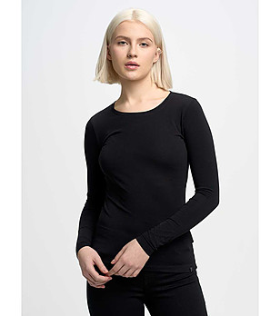 Памучна дамска блуза в черно Classicala снимка