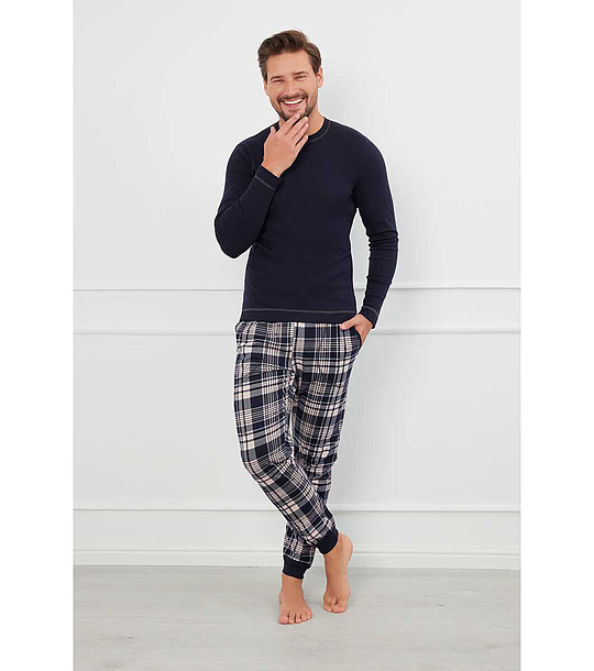 Тъмносиня памучна мъжка пижама Brit снимка