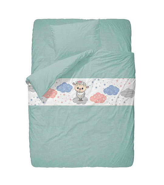 Детски спален комплект Dream LInen 3 части в цвят мента Овчица снимка
