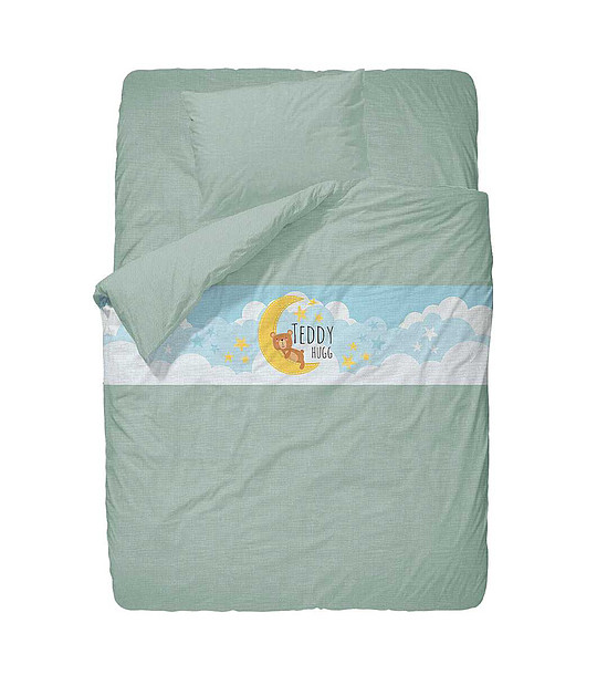 Детски спален комплект Dream LInen 3 части в цвят мента Мече снимка