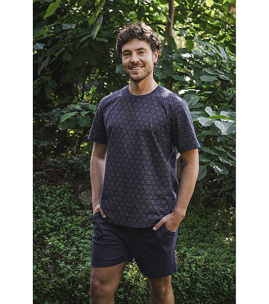 Мъжка памучна лятна пижама в тъмносиньо Ricardo снимка