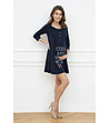 Тъмносиня памучна нощница за бременни и кърмачки със 7/8 ръкав Balsam-1 снимка