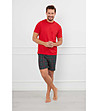 Памучна мъжка лятна пижама в червено и зелено Fogo-0 снимка