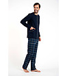Мъжка памучна пижама в тъмносиньо Jakub-3 снимка