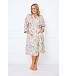 Памучен дамски халат в бежово с флорален принт Solita-0 снимка