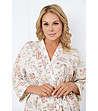 Памучен дамски халат в бежово с флорален принт Solita-4 снимка