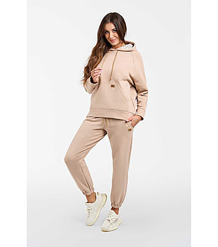 Памучен светлобежов дамски суитшърт Viva снимка