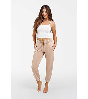 Памучно дамско бежово спортно долнище Viva снимка