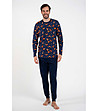 Мъжка тъмносиня пижама с принт Witalis-3 снимка