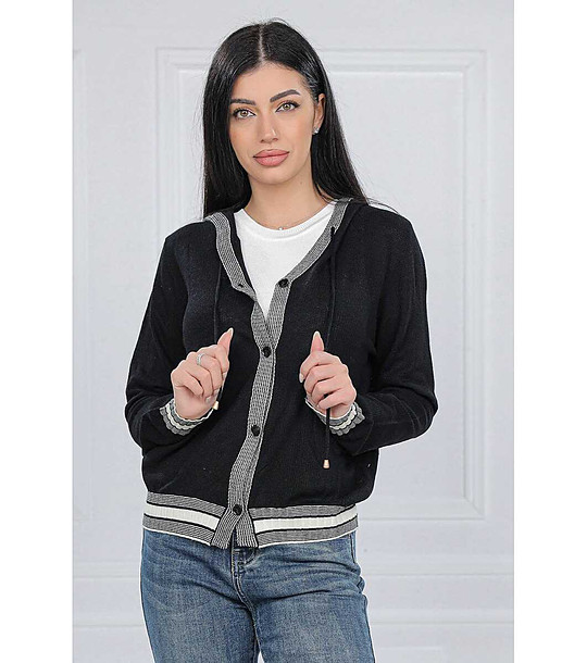 Черна дамска жилетка с контрастни кантове снимка