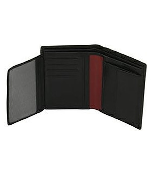 Черен дамски портфейл от естествена кожа снимка