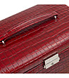 Кутия за бижута на 4 нива в тъмночервено с кроко релеф Jolie-4 снимка