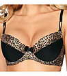 Черен сутиен с леопардов принт с повдигащ ефект Zoje-1 снимка