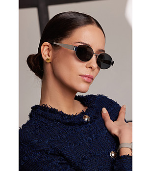 Овални унисекс слънчеви очила в сребристо GLAM  снимка