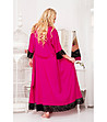 Дамски дълъг халат в циклама с черна дантела Gown-3 снимка