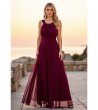 Дълга рокля в бордо с тюл Elegancka-0 снимка