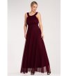 Дълга рокля в бордо с тюл Elegancka-2 снимка