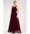 Дълга рокля в бордо с тюл Elegancka-4 снимка