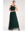 Тъмнозелена дълга рокля с тюл Elegancka-3 снимка