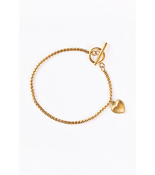 Златиста дамска гривна със сърце снимка