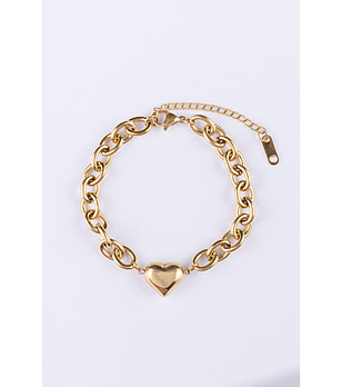 Дамска позлатена гривна със сърце снимка