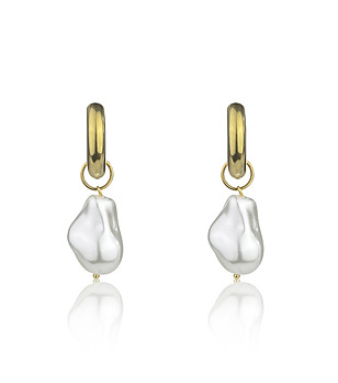 Позлатени дамски обеци с перли снимка