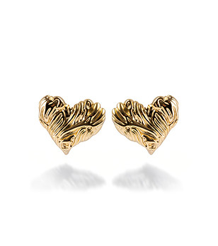 Дамски обеци сърца със златно покритие снимка