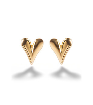 Позлатени обеци сърца снимка