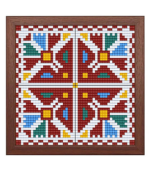 Мозайка с пиксели - Българска шевица, 48x48 пиксела, с рамка - Видински мотив снимка