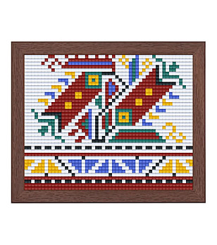 Мозайка с пиксели - Българска шевица, 40x50 пиксела, с рамка - Видински мотив снимка