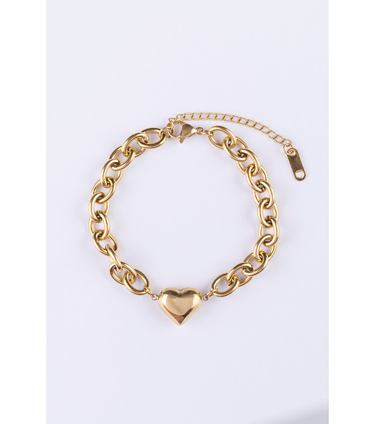 Дамска позлатена гривна със сърце снимка