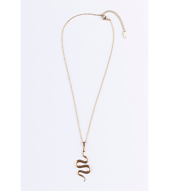 Позлатено дамско колие с висулка змия снимка