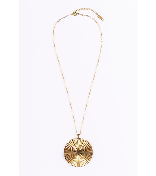 Дамско позлатено колие с кръгла висулка снимка