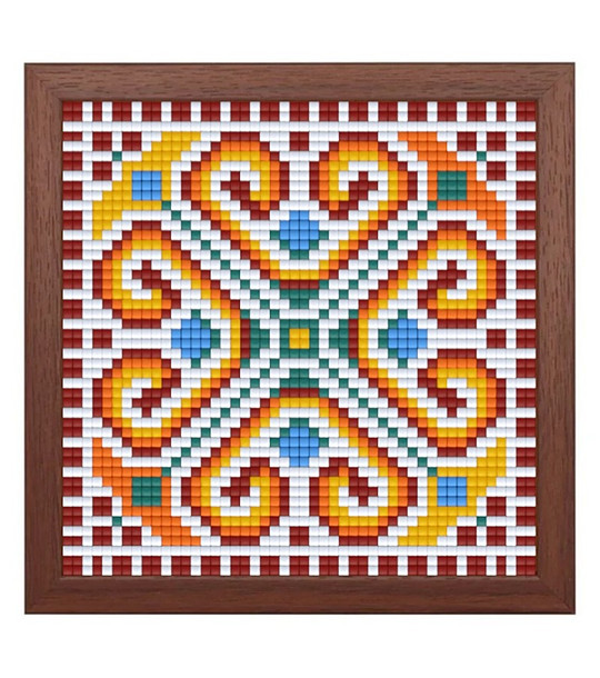 Мозайка с пиксели - Българска шевица, 48x48 пиксела, с рамка - Мотив 2 снимка