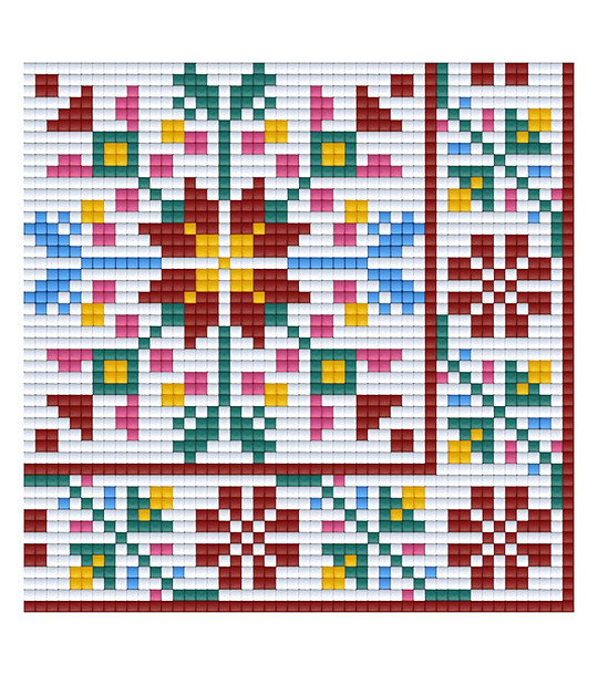 Мозайка с пиксели - Българска шевица, 48x48 пиксела - Кюстендилски мотиви снимка