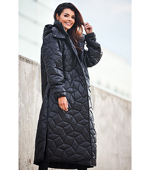 Дълго черно дамско яке Coat снимка