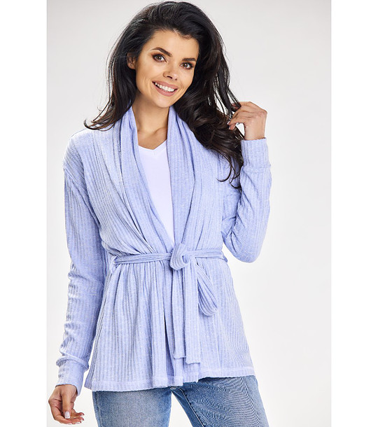 Синя дамска жилетка с връзка Zera снимка