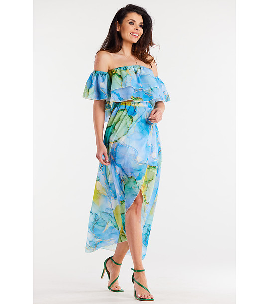 Дълга асиметрична пола в преобладаващо синьо Patty снимка