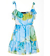 Къса рокля в синьо, бяло, жълто и зелено Sarah-4 снимка