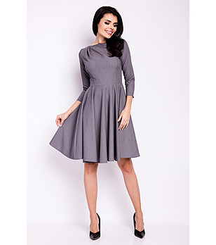 Рокля в сиво със 7/8 ръкав Lamilia снимка