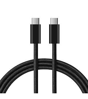 Кабел за зареждане USB-C - USB-C  в черно снимка