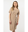 Бежова рокля с къс ръкав Anna-0 снимка