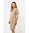 Бежова рокля с къс ръкав Anna-2 снимка