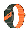 Каишка за Apple Watch в тъмнозелено и оранжево 42/44/45/49 mm -2 снимка